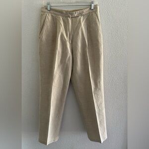 Liz Claiborne Kylie Women’s Linen Pants Khaki Tan Size 8 Straight Leg Pleated